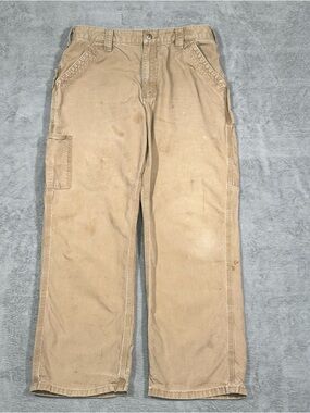 Carhartt B151 34x30 Original Dungaree Fit Carpenter Work Pants Tan Grunge Loose